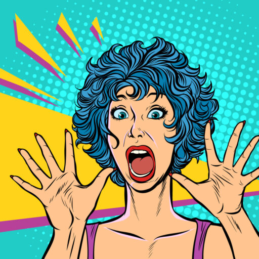 Woman panic fear surprise gesture Girls 80s
